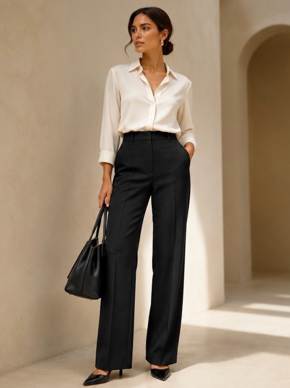 Jil Sander Vintage Black Tailored Pants Straight Leg Minimalist Germany 34 US 4